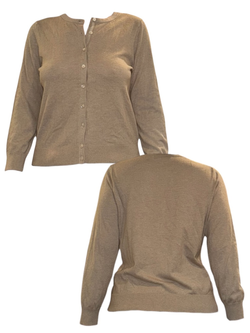 Classic Women's Button-Front Cardigan Sweater - Tan